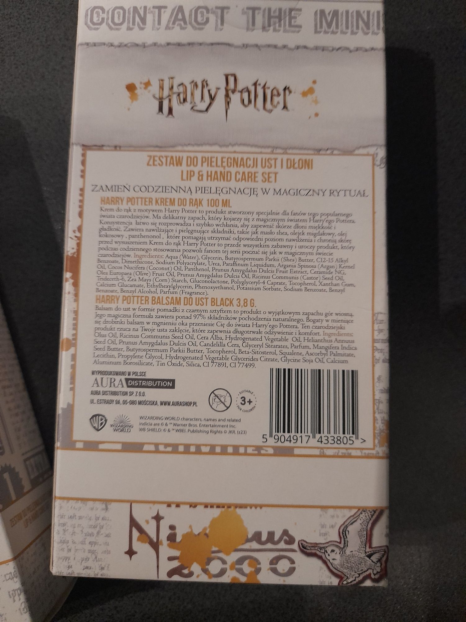 2 zestawy kosmetyków Harry Potter - krem do rąk i balsam do ust