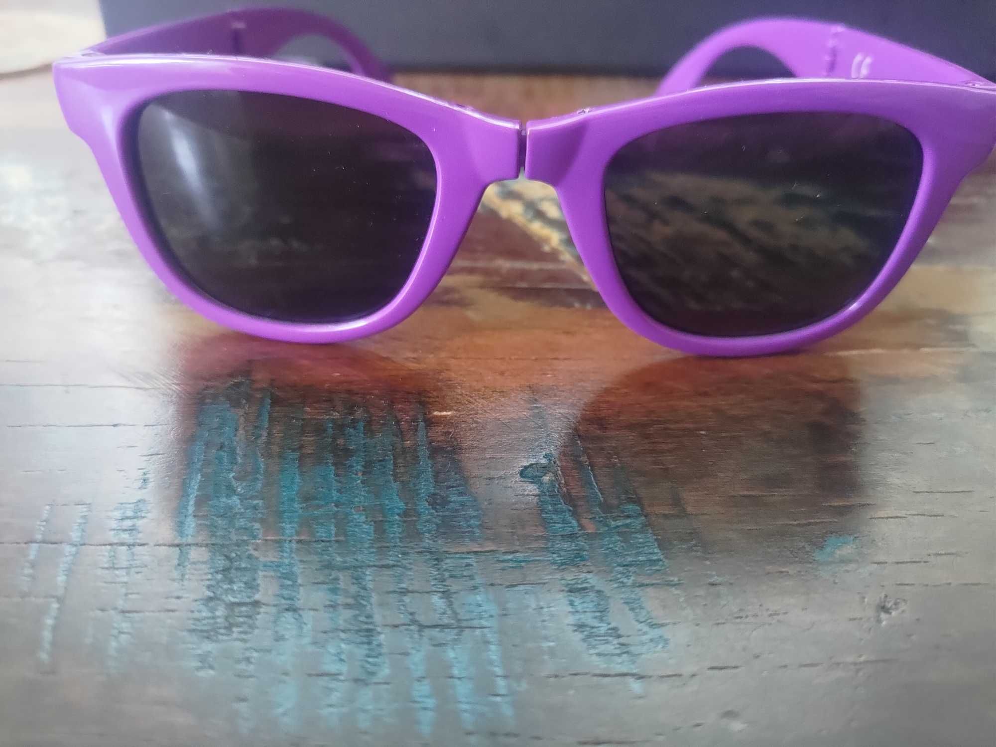 Okulary przeciwsłoneczne składane podróżne fioletowe Love NY