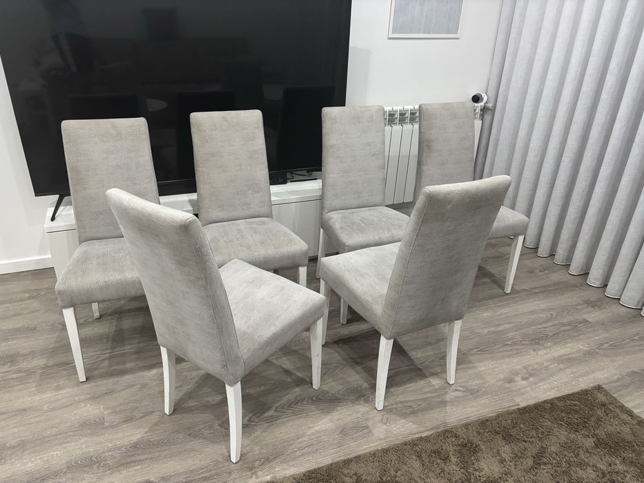 6 cadeiras tecido cinza
