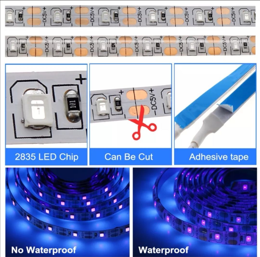 Fita LED UV (diodo flexível_USB)