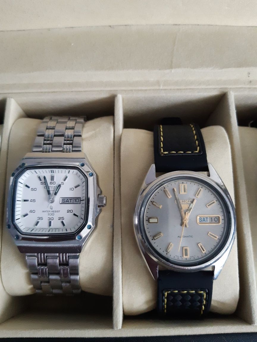 Seiko, Citizen, Casio zegarki kolekcja, quartz,  automatic + szkatułka