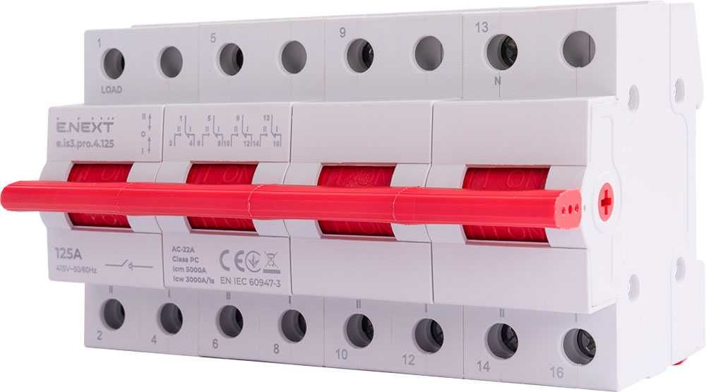 Przełącznik sieć-agregat trzy pozycje 1-0-2 4p 125A 230v/415V