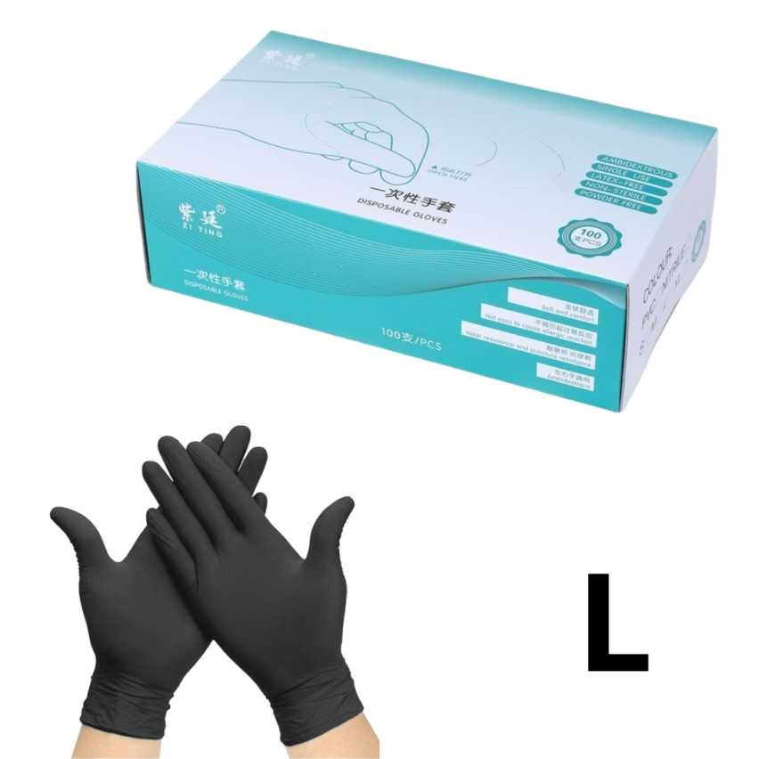 Luvas Pretas Descartáveis de Nitrilo - Novas e com Desconto