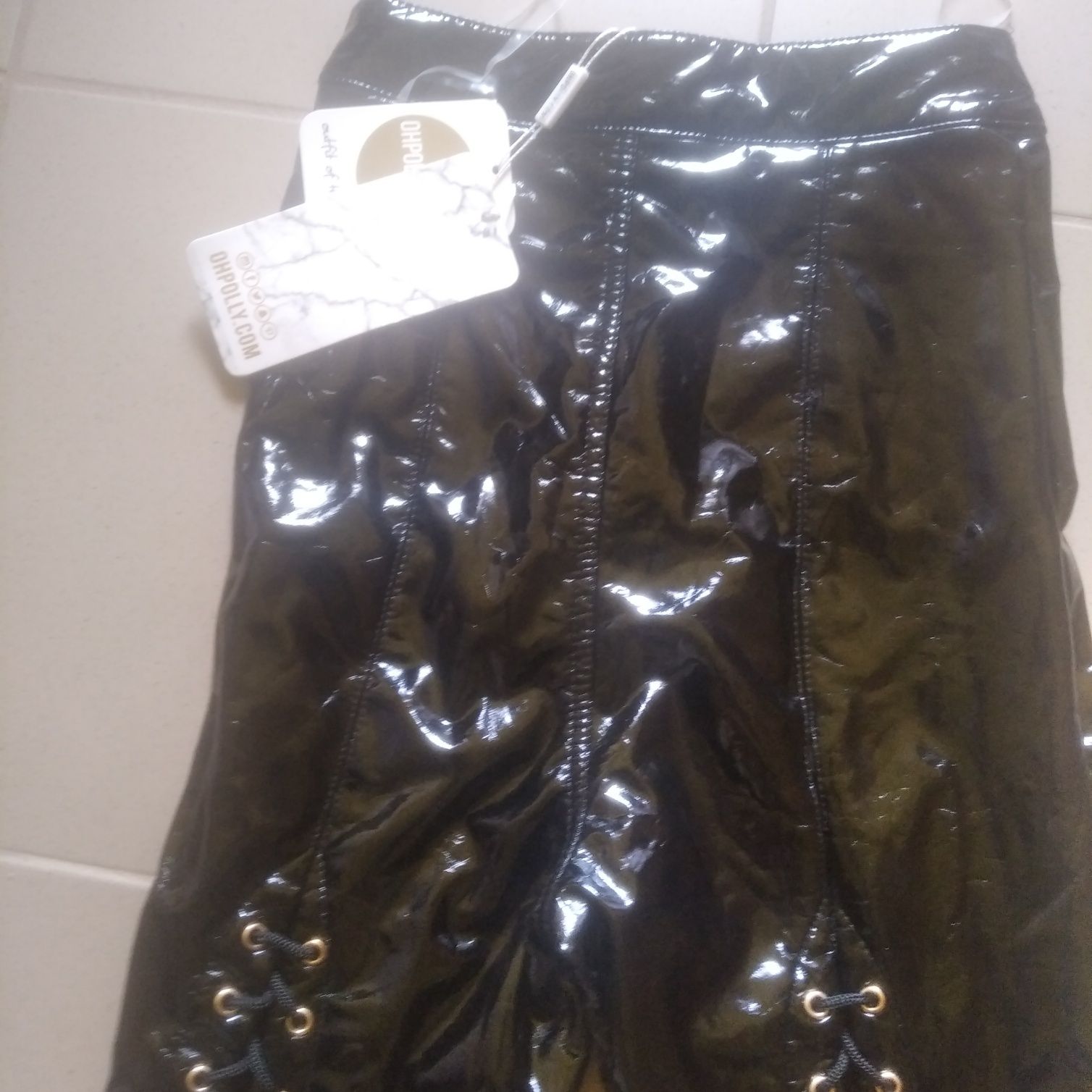 Spodnie sznurowane damskie OhPolly lakierowane rozmiar 2XS