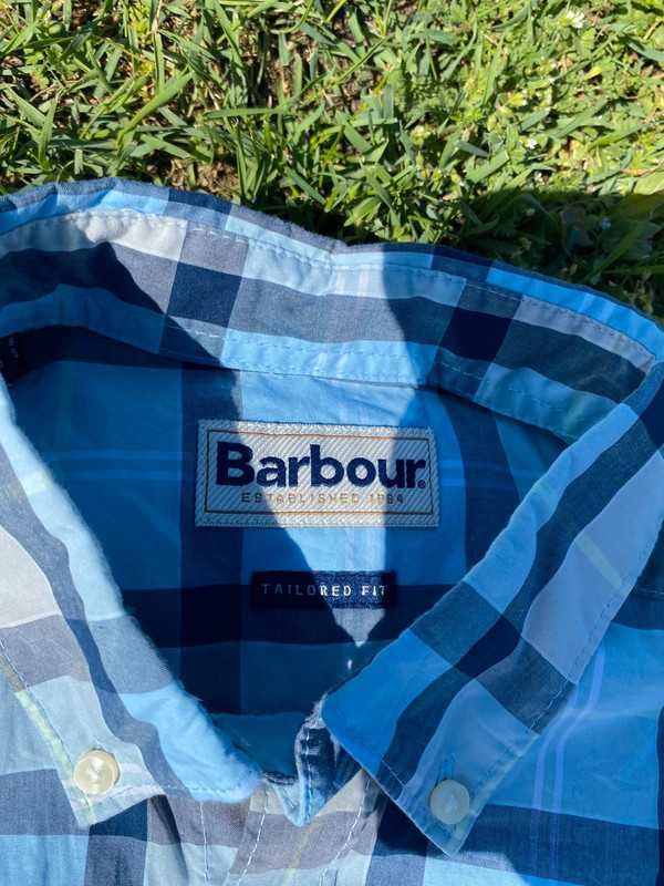 Koszula męska w kratę Barbour niebieski S Tailored fit style old money