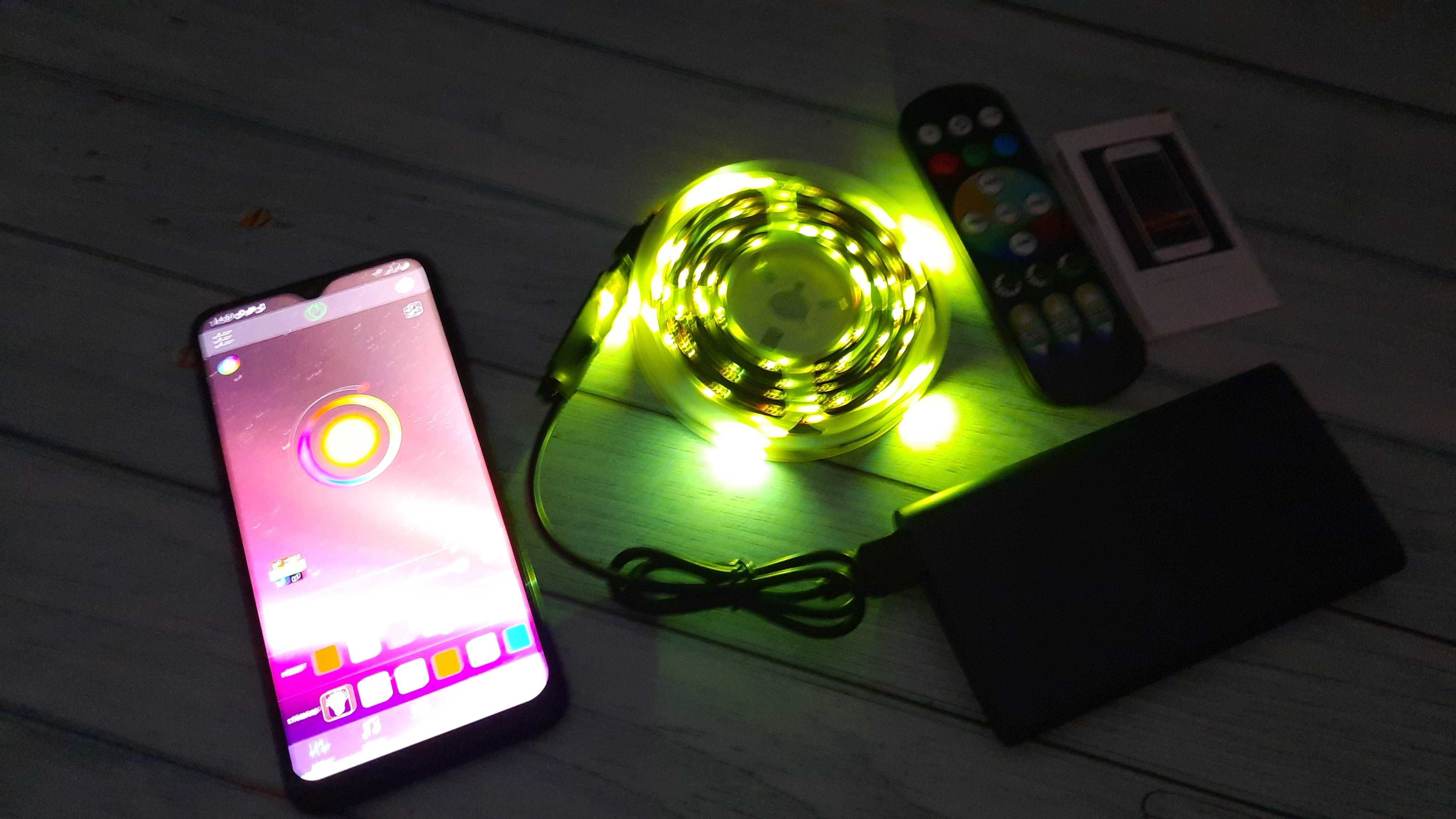 Комплект Светодиодная лента 5м RGB LED 5050 управление Bluetooth USB