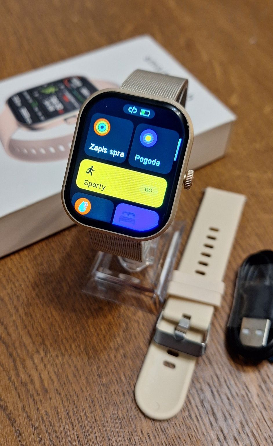 Zegarek damski smartwatch inteligenty PL menu - krokomierz, puls