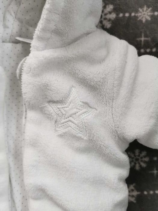 Kombinezon zimowy pajacyk na zimę, ciepły, biały, rozm. 56/62