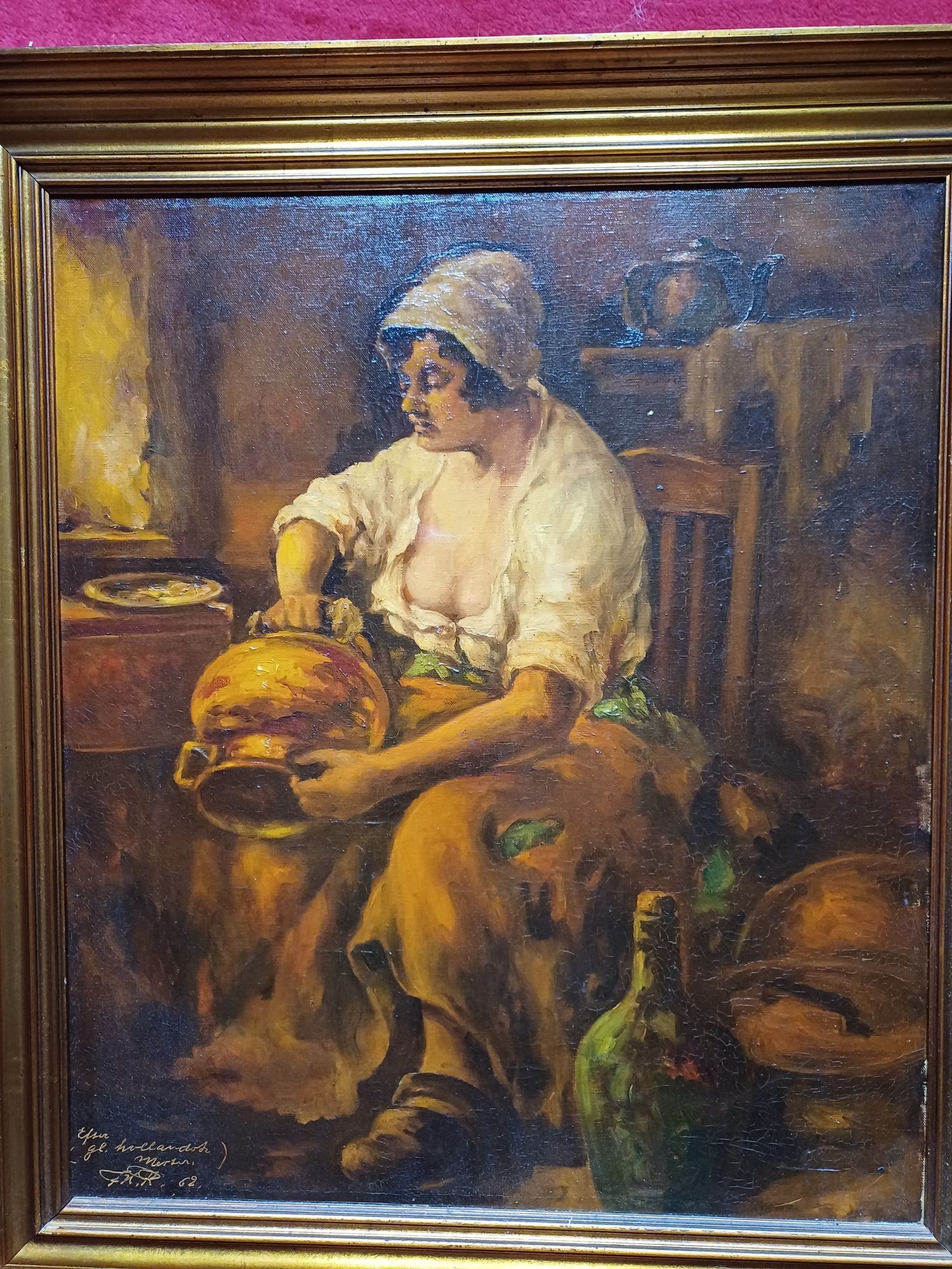 Stary obraz na płótnie sygnowany