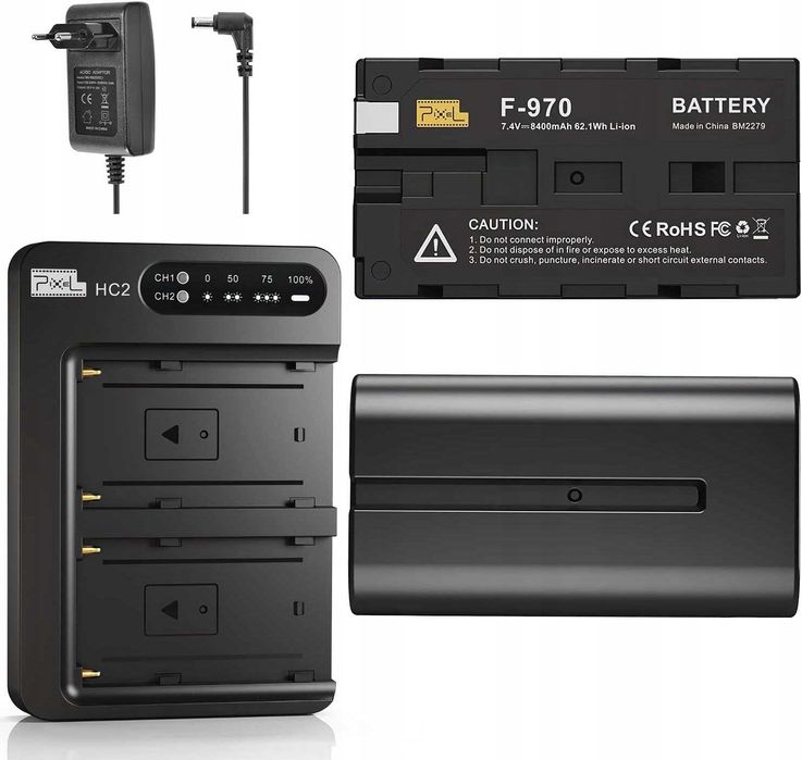 Akumulator 8400mAh + Ładowarka USB Zestaw do Kamer i Lamp LED