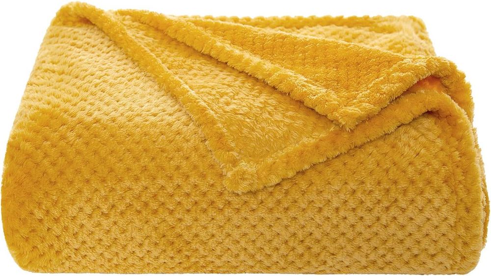 MIULEE Flanelowy koc wzór 127x153 miękki, ciepły złoty orange