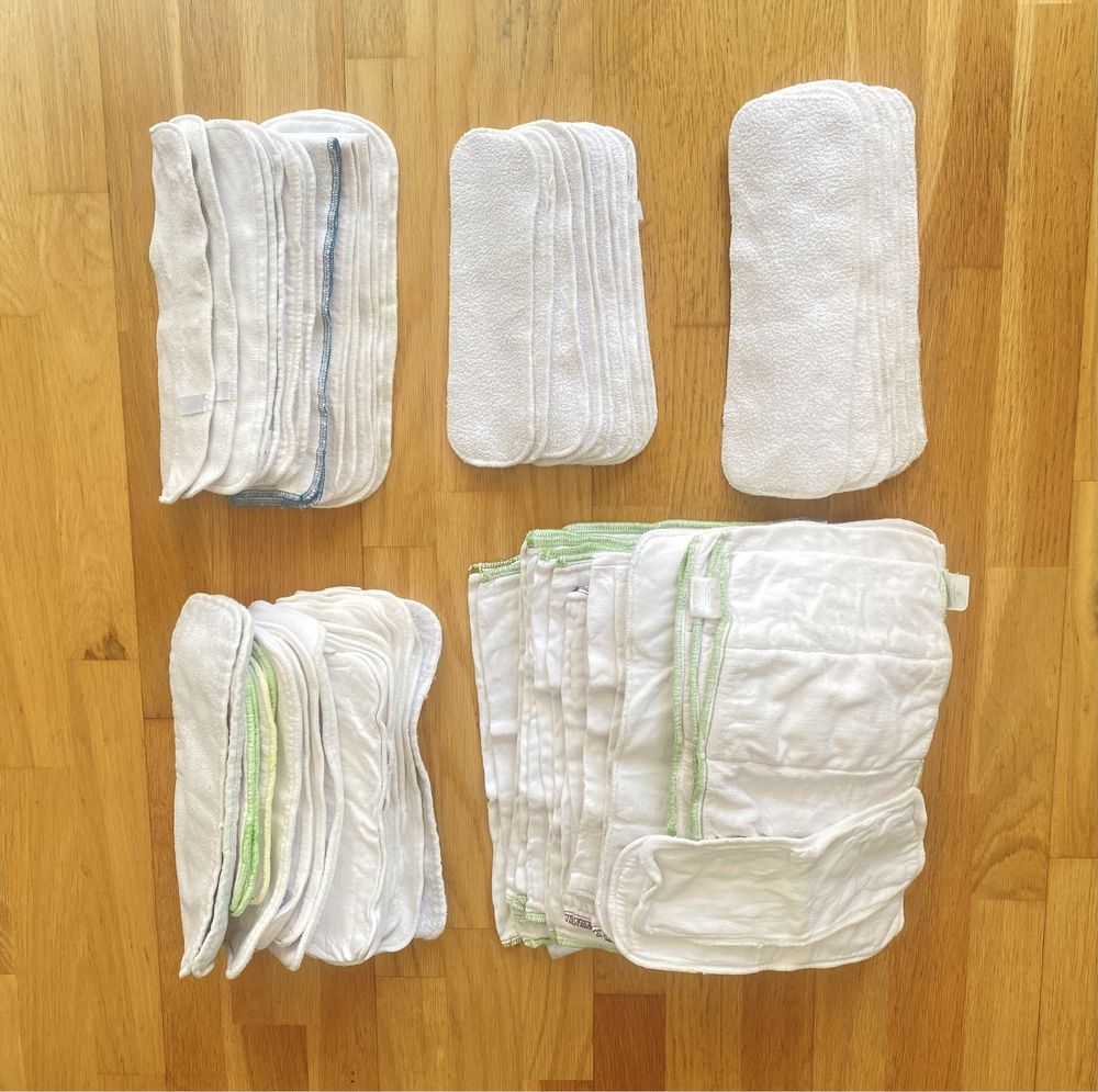 Fraldas e absorventes reutilizaveis (várias marcas e modelos)