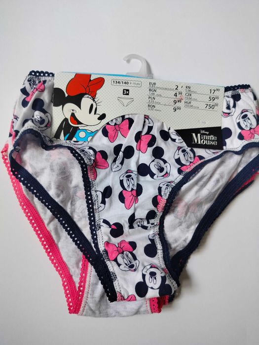 Majtki dla dziewczynki Pepco 134 140 Myszka Minnie Mickey 3szt