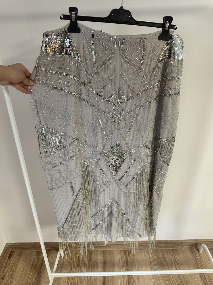 Nowa cekinowa spódnica ASOS rozmiar 46 frędzle cekiny wesele