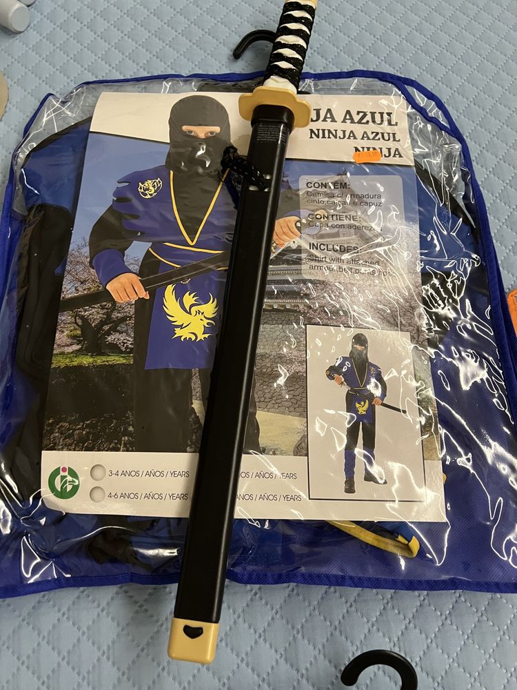 Disfarce de ninja azul 7-10 anos