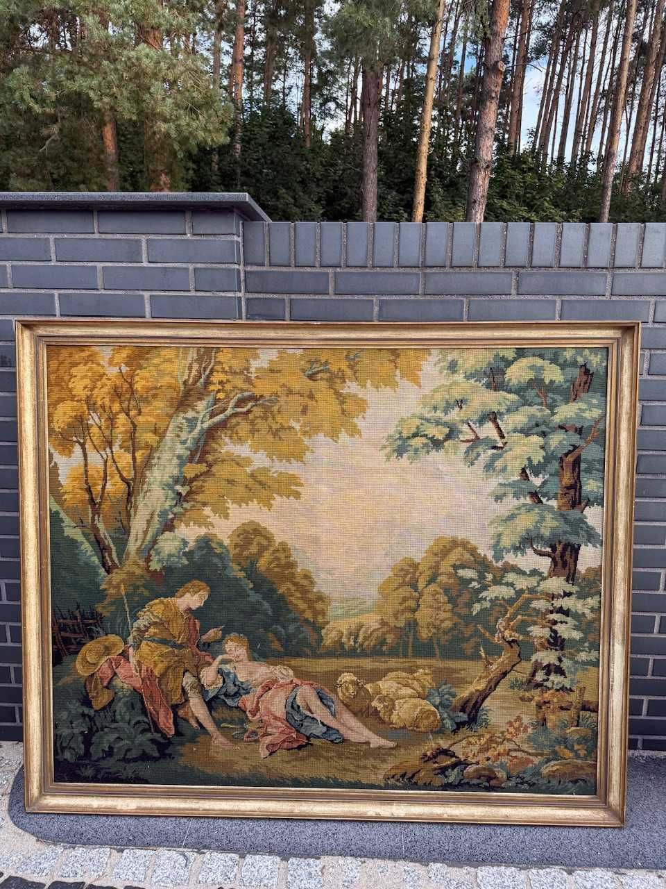 Francuski ręcznie tkany gobelin 172x142 cm