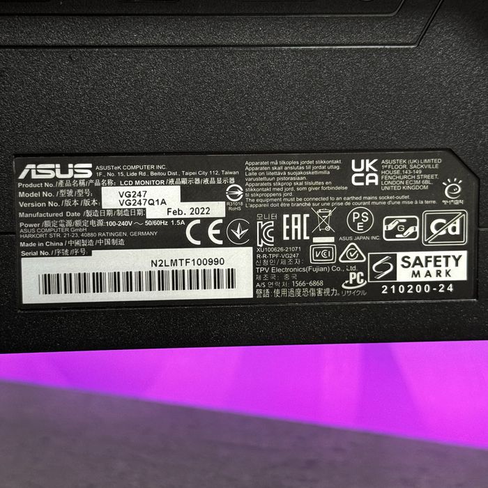 Монітор Asus TUF Gaming | 24” | 165Hz | 1мс | Ідеальний стан | 10/10