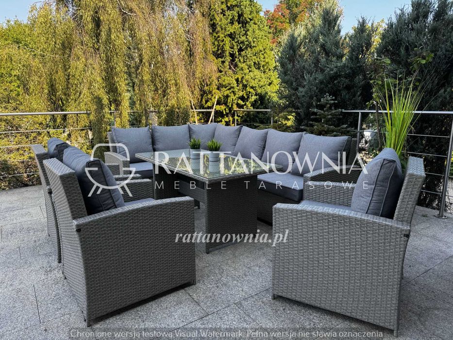 Narożnik Ogrodowy Zestaw Mebli Ogrodowych Tarasowych 3 Fotele Premium