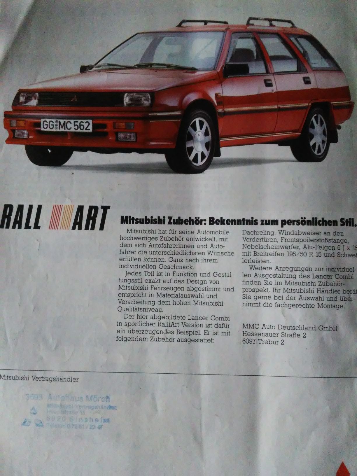 Prospekt samochodowy Mitsubishi Lancer combi