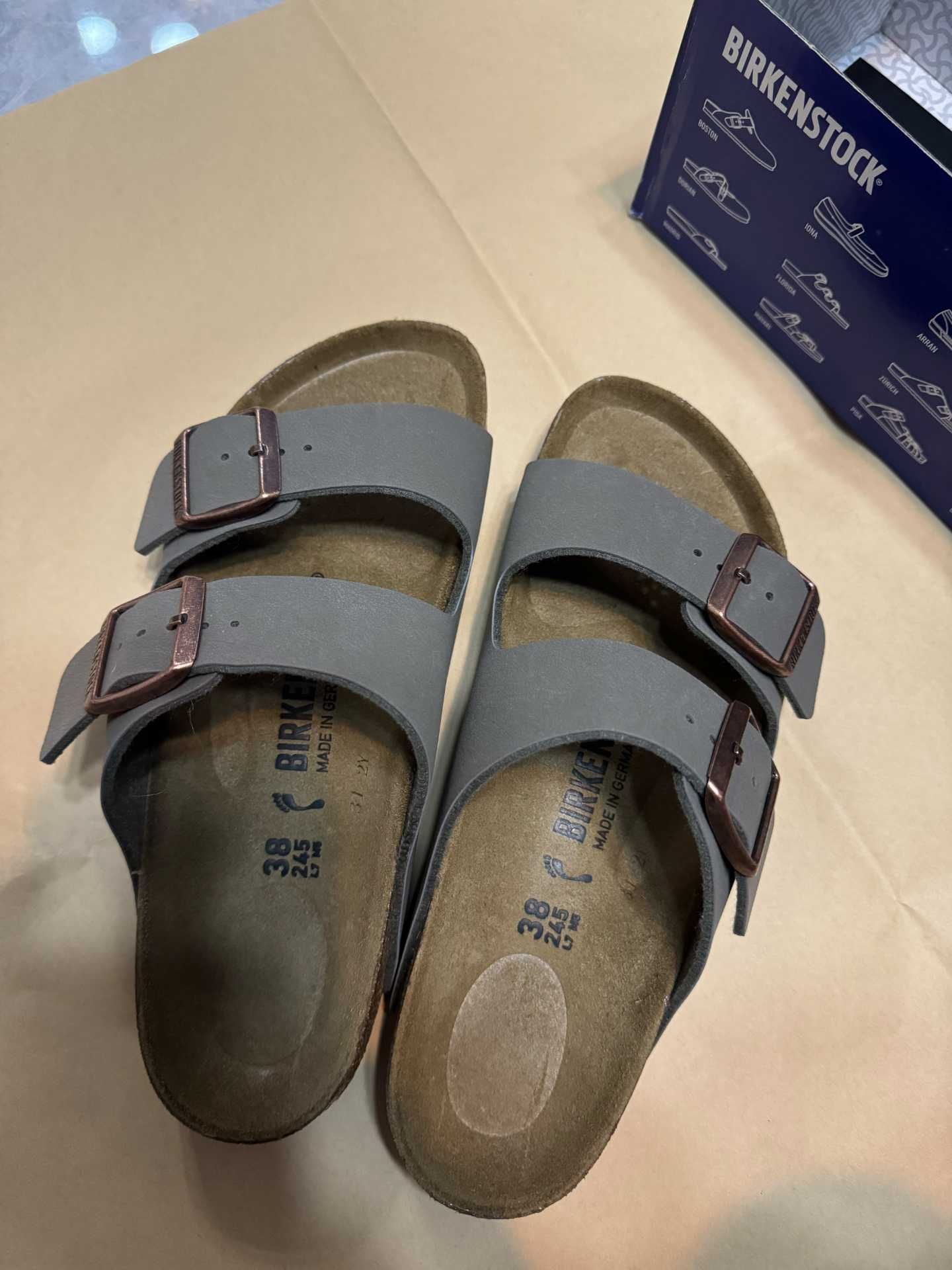 Nowe Birkenstock damskie Szary Klapki R.37
