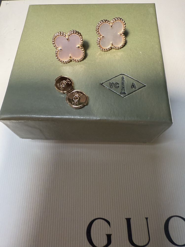 Пусеты серьги  Van Cleef 13 мм клевер ван клиф