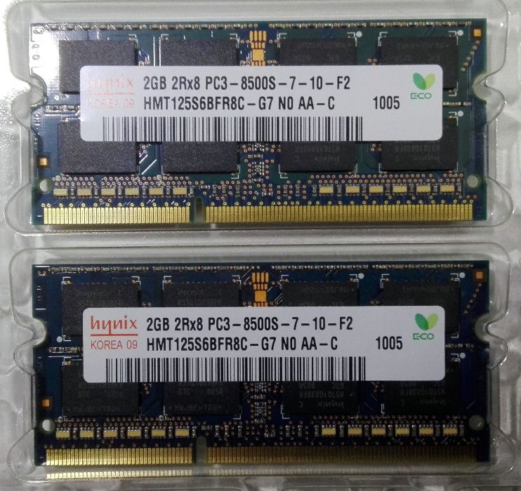 Memórias SK Hynix 2x 2GB DDR3 (portáteis)