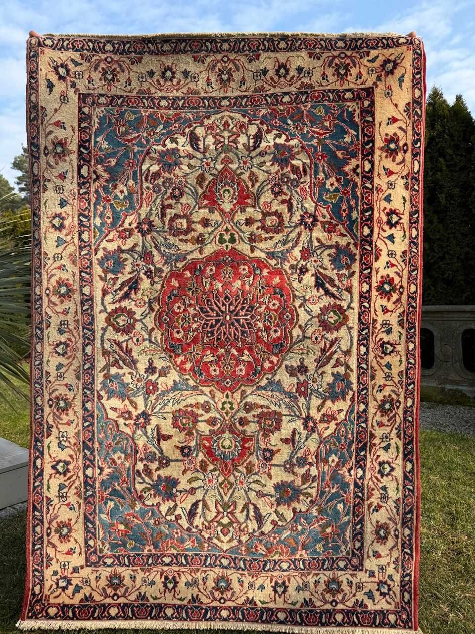 Dywan vintage wełniany r.tkany perski Ispahan 162x110 galeria 6 tyś