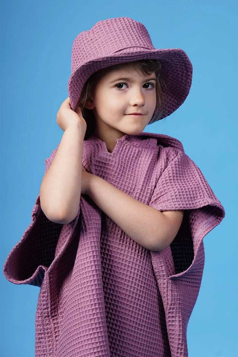 Ręcznik ponczo z kapturem S – 2–4 lata – różowy, bawełna, unisex