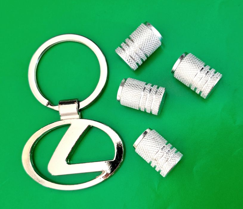 ** NOWY Breloczek LEXUS + Nakrętki na wentyle srebrne komplet tuning