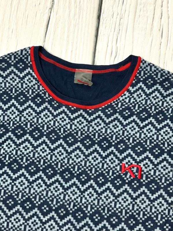 Kari Traa Wełniana Koszulka Longsleeve Damska Wzór Norweski Logo r. M