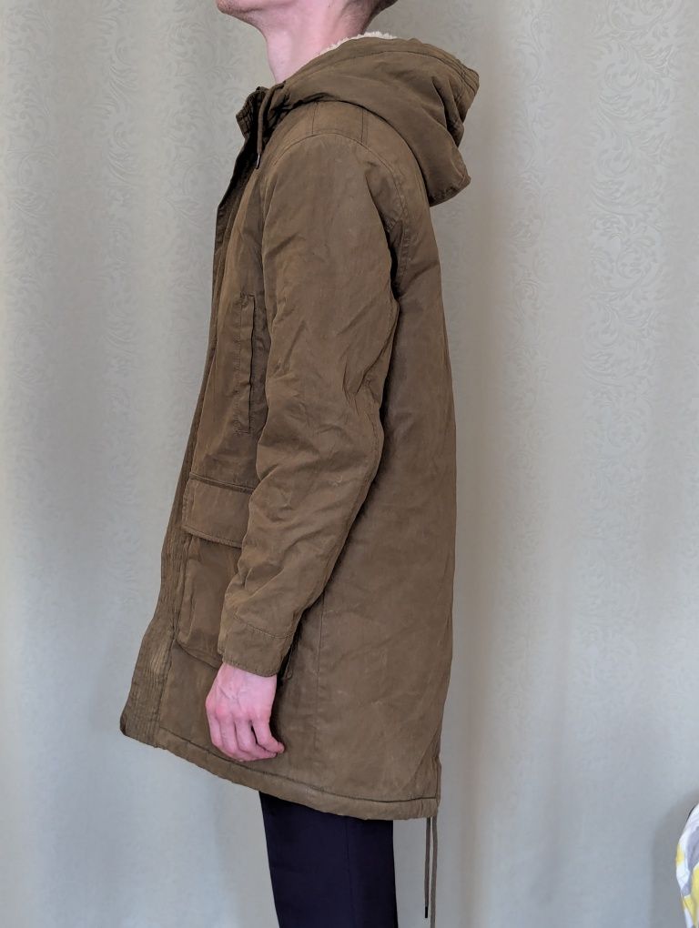 Мужская парка TopMan цвета хаки с мехом