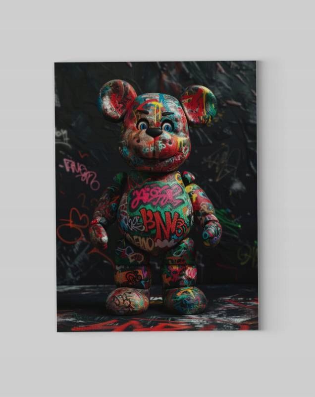 Obraz na płótnie "Grafitti Miś" 60x80 cm - nowoczesny design do wnętrz