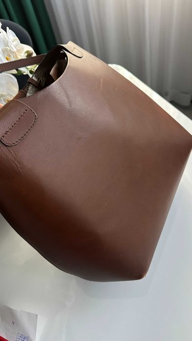 Duża torebka shopper Zara skóra bawola bawełna