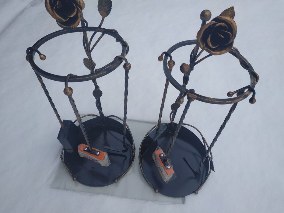 Кований набір інструменту до каміна печі мангалу з розою стильний