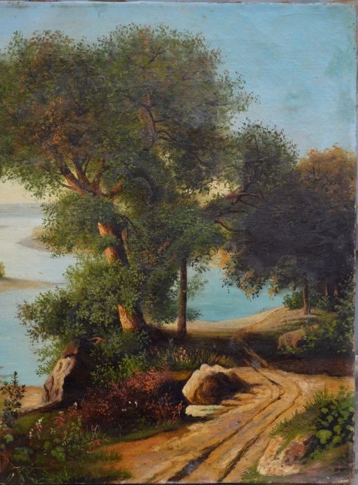 Старая картина Пейзаж, холст, масло, размер 52 х 78 см..