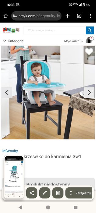 Krzesełko do karmienia Ingenuity 3w1 Trio Smart Clean