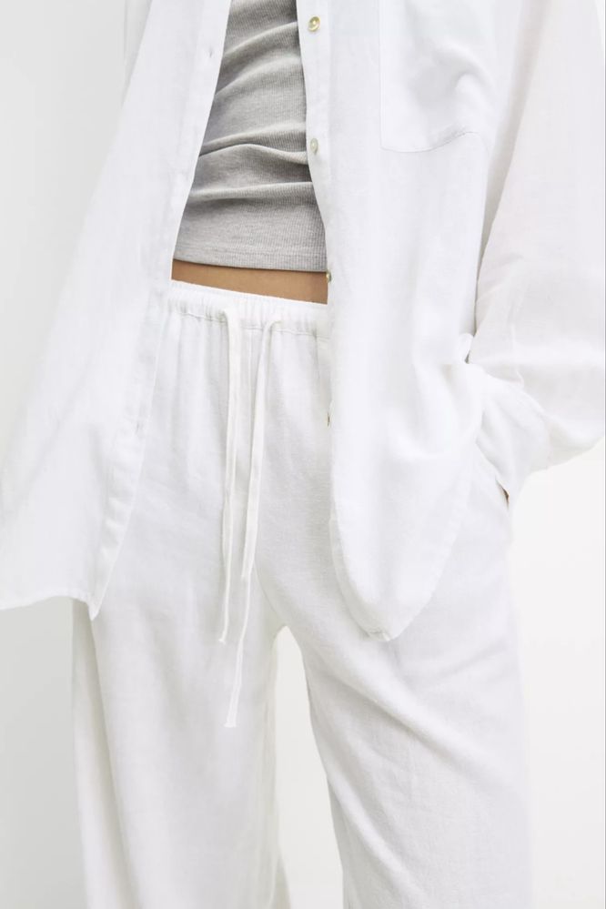 Штаны лен брюки летние белые легкие джогеры как zara