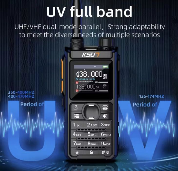 KSUN UV-108D Рація.Нова Full Band VHF UHF Avia AM, SatCom 4000mAh