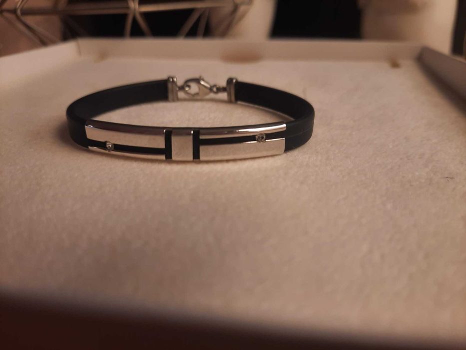 Pulseira de criança rapaz em prata e borracha - NOVA