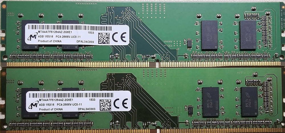 Память 4Gb DDR4  1RX16 PC4-2666V-UCO-11 MTA4ATF51264AZ-2G6E1 пам'ять