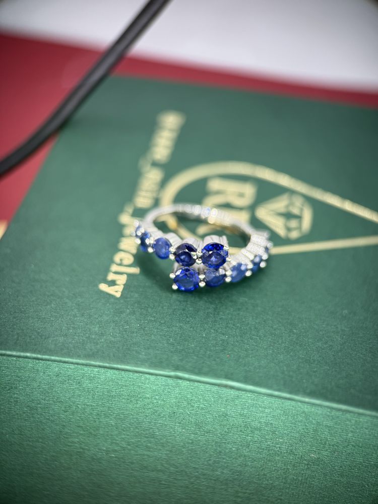 Каблучка з сапфірами 3.80ct золото 585 сапфир