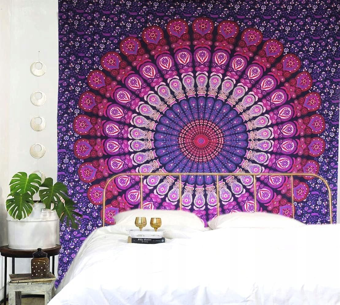 mandala gobelin fioletowy do sypialni i salonu