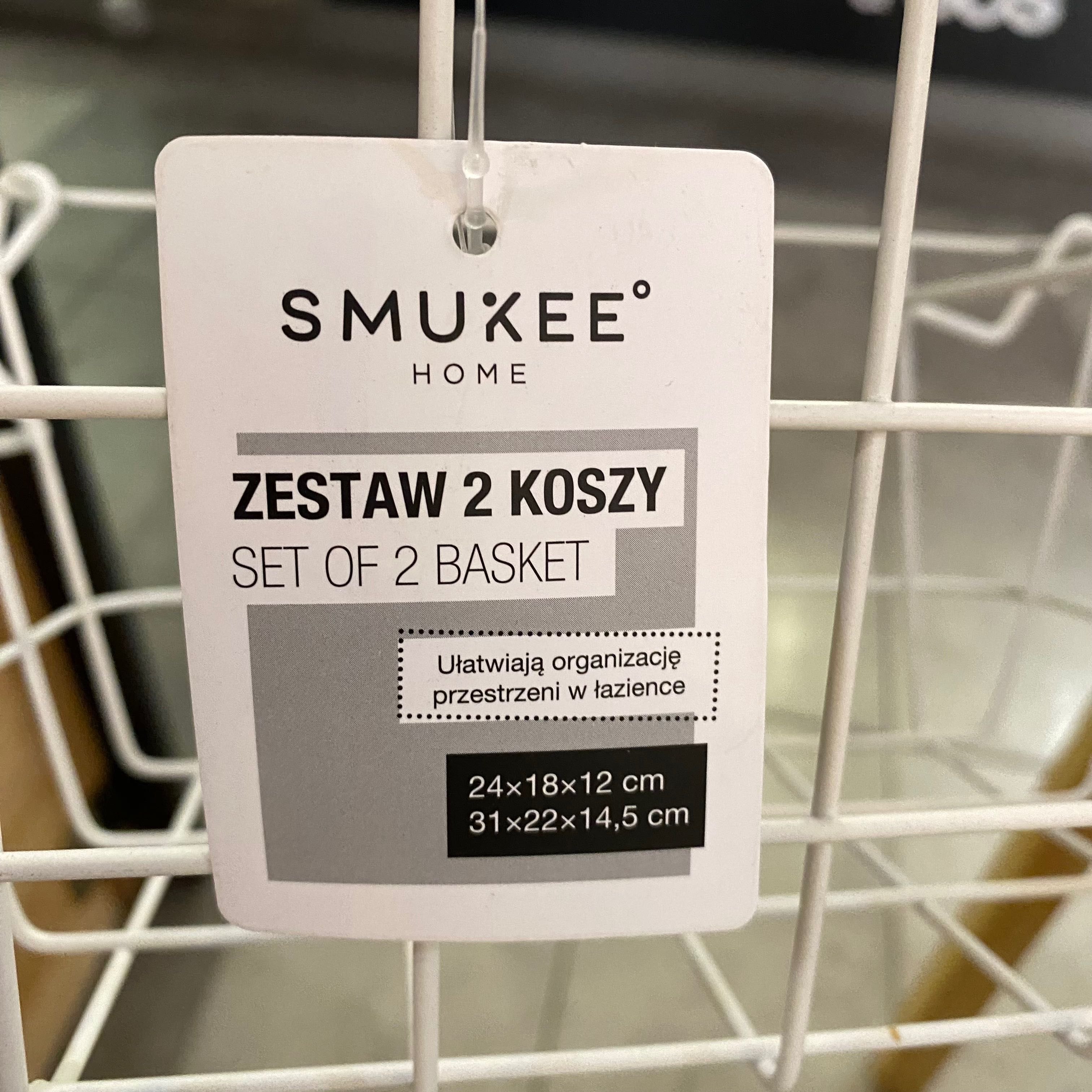 Zestaw 2 koszy sumkee home białe koszyczki organizery