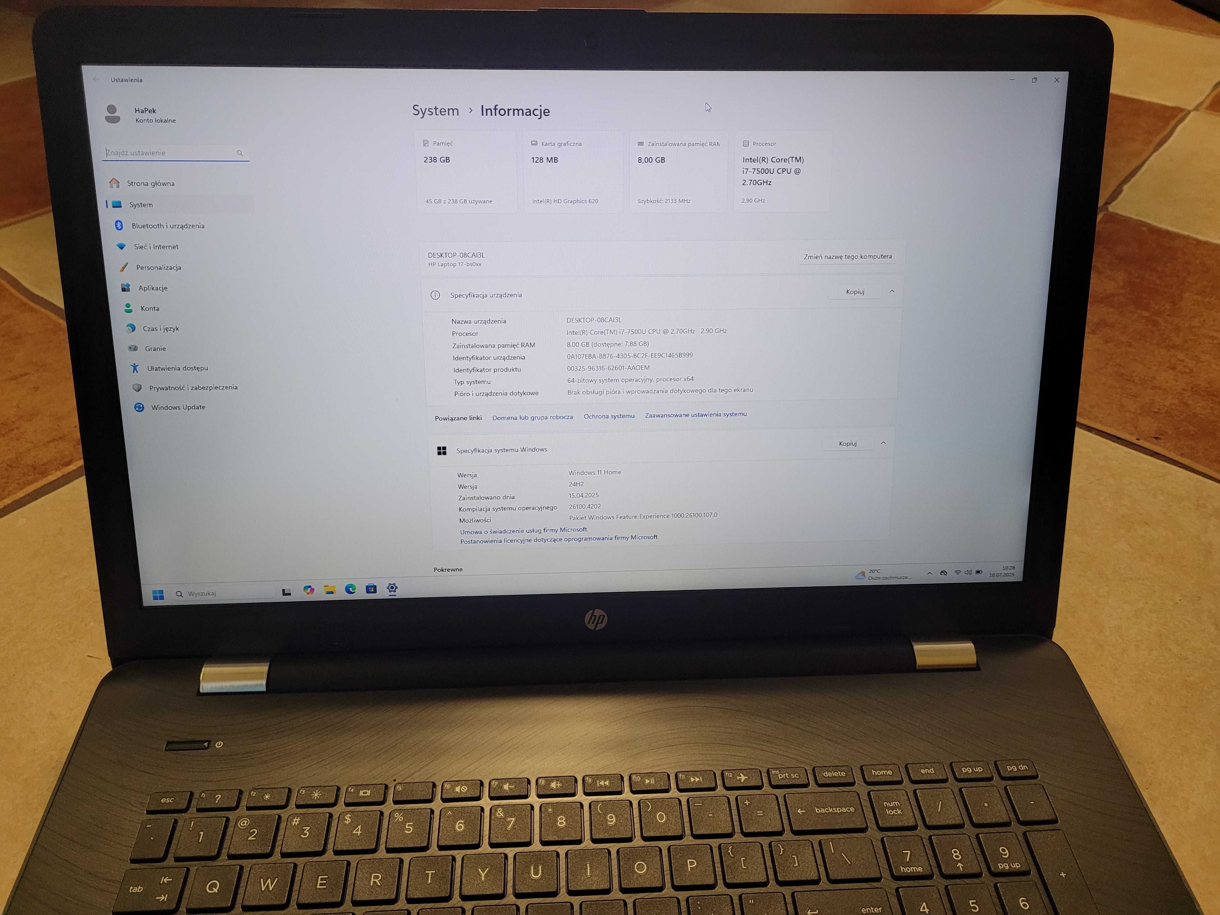 Laptop Hp Tpn-W129 17 cali, Windows 11, 16 gb Ram