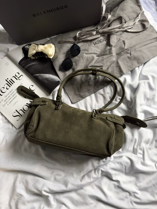 Сумка Balenciaga Le City Bag замша | шоколадна, оливкова