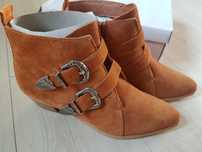 Nowe buty damskie za kostkę sztyblety 41 Promod  muszkieterki zamsz