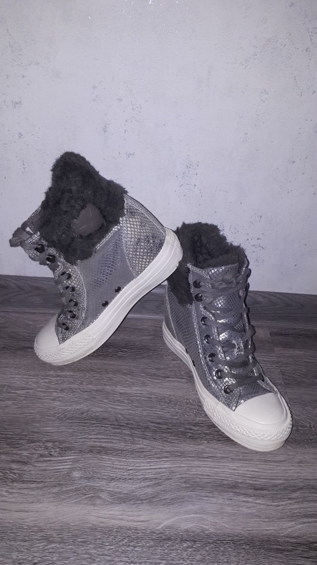 Converse кроссовки сникерсы высокие кеды натуральная кожа под питона