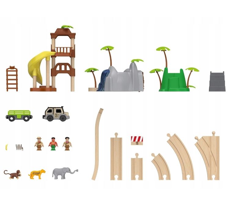 PLAYTIVE kolejka drewniana elektryczna DŻUNGLA SAFARI tory drewniane