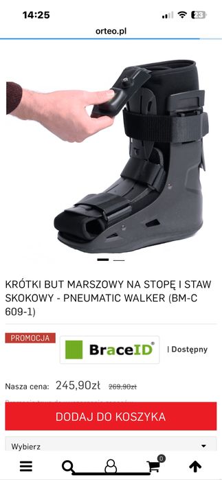 Orteza krutki but marszowy