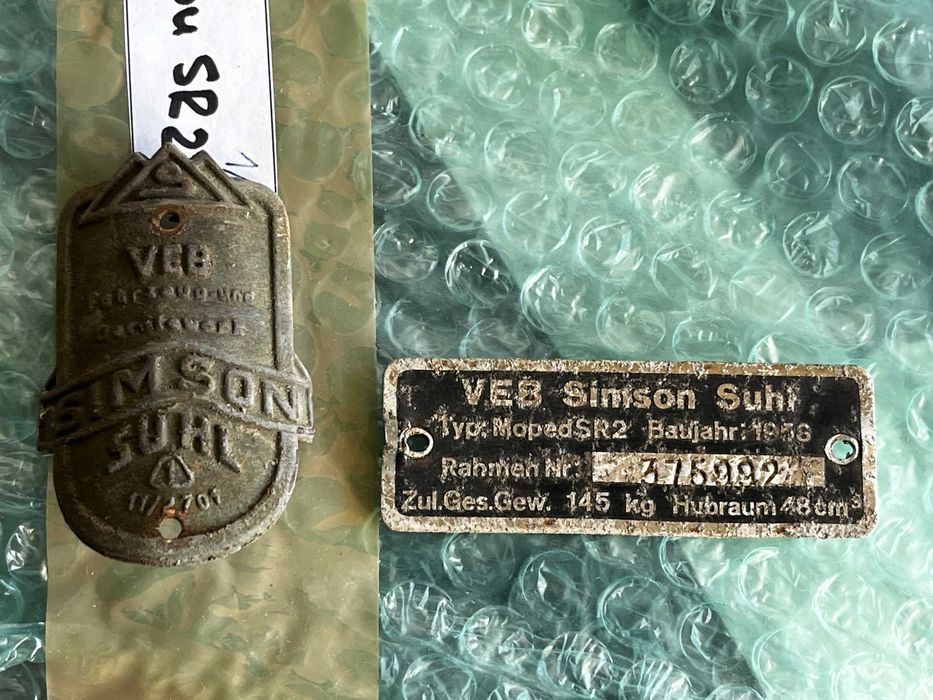 SIMSON SR2 - 1958 - rej. Na zabytek lub na czesci- całość.